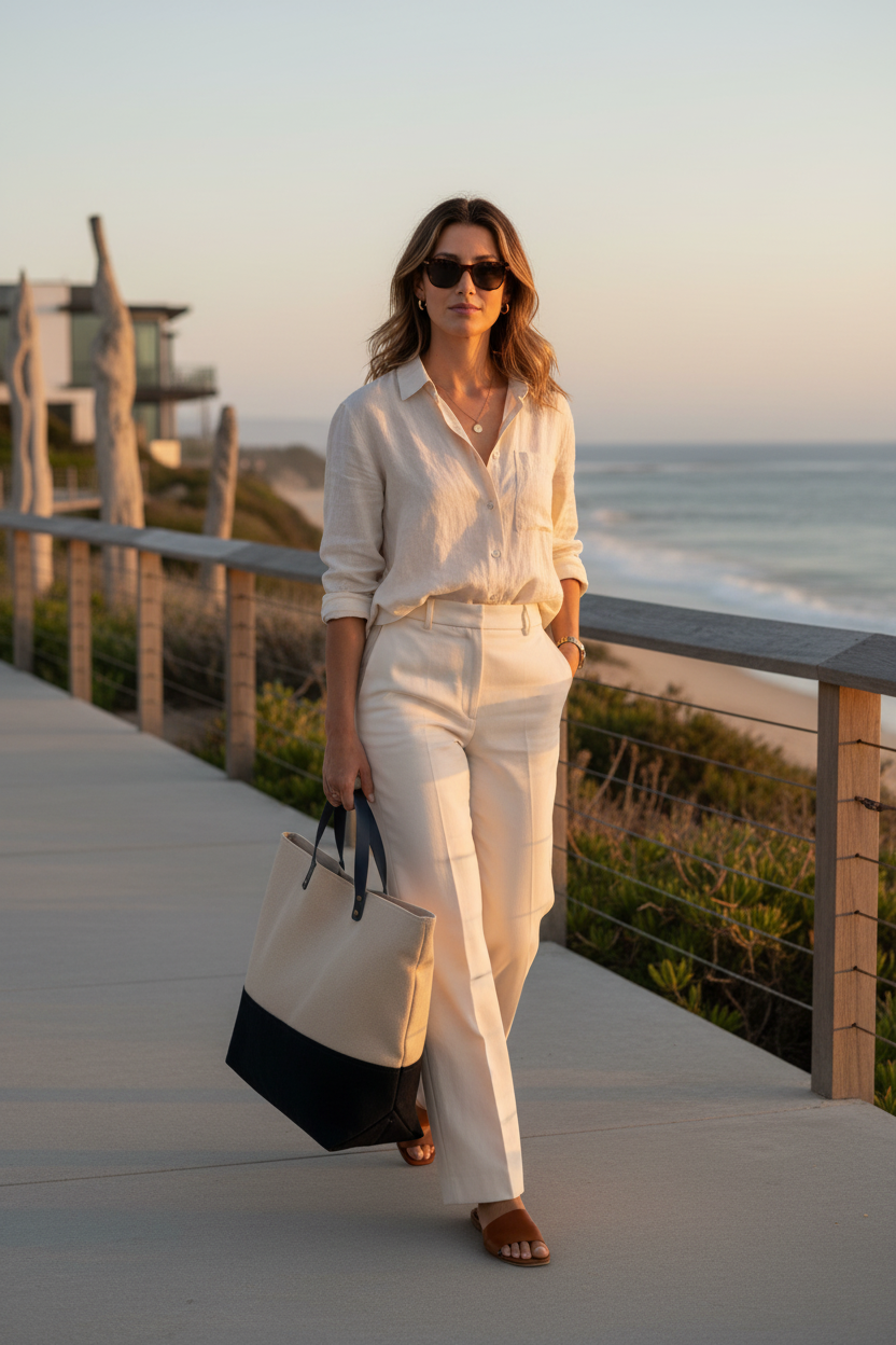 Editorial lifestyle image with shorter handles on Duotone Canvas Anchor Tote