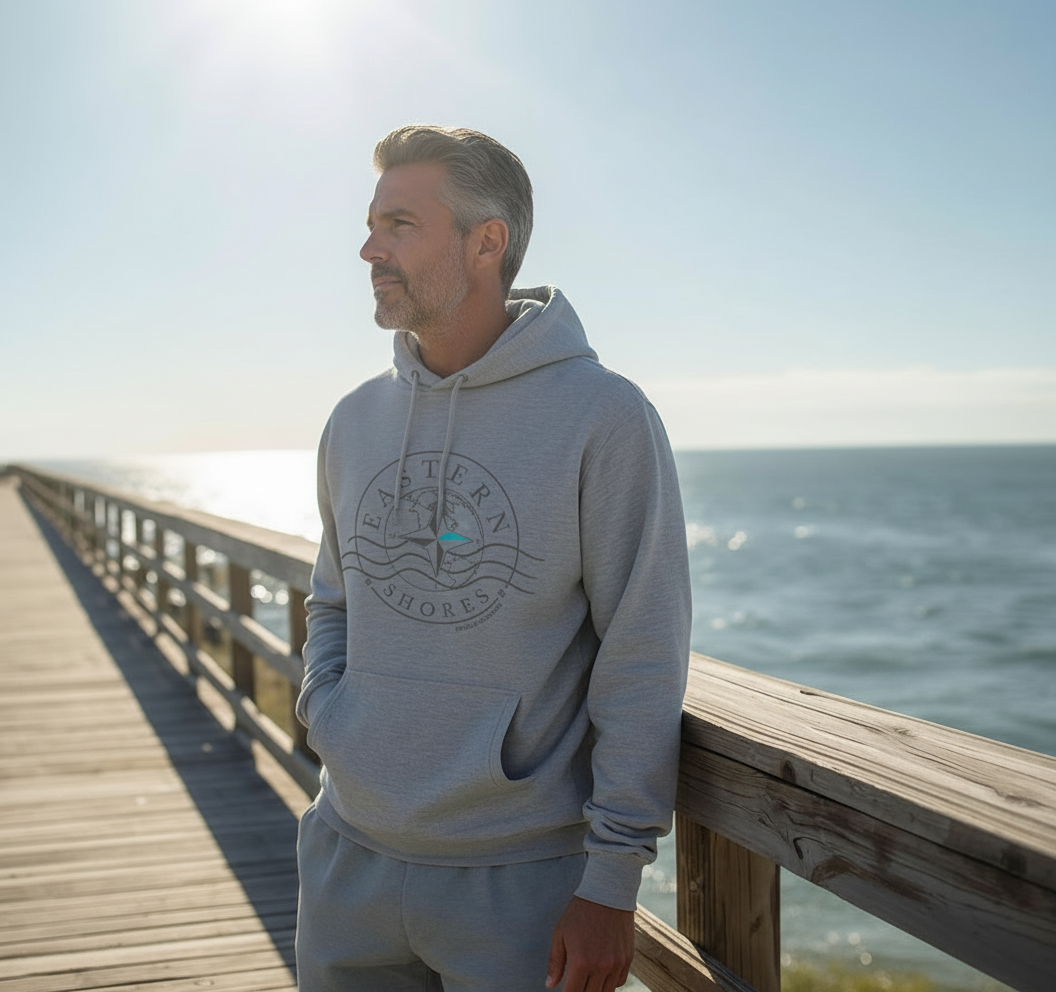 Nautical Logo Hoodie Soft Heather Gray - Pier Lifestyle