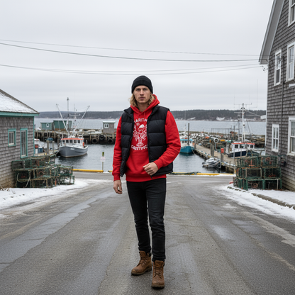 Red Maritime Greetings Lobster - Young Dock Worker