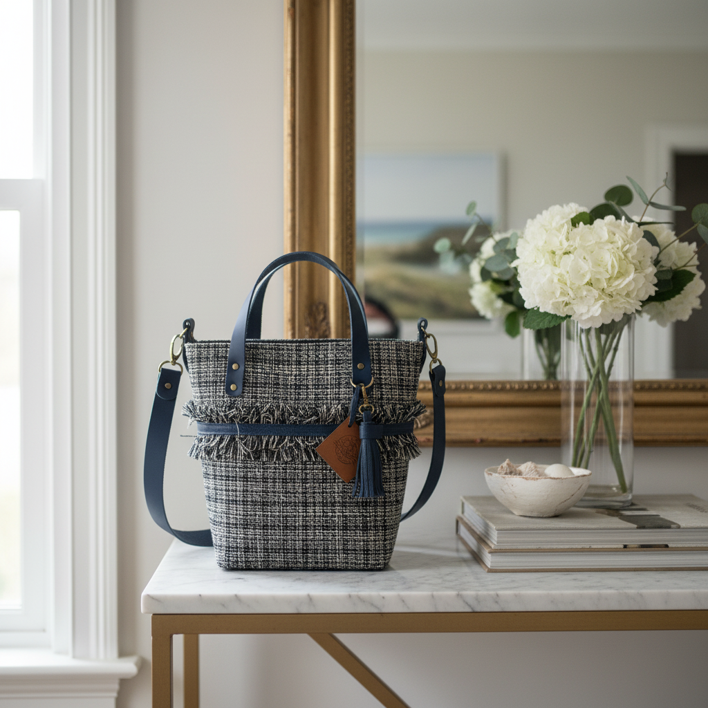 The Bucket Handbag - Tweed and Leather Lifestyle