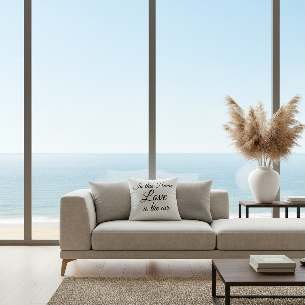 Throw Cushion Cover Love - Upscale Scandi Ocean View