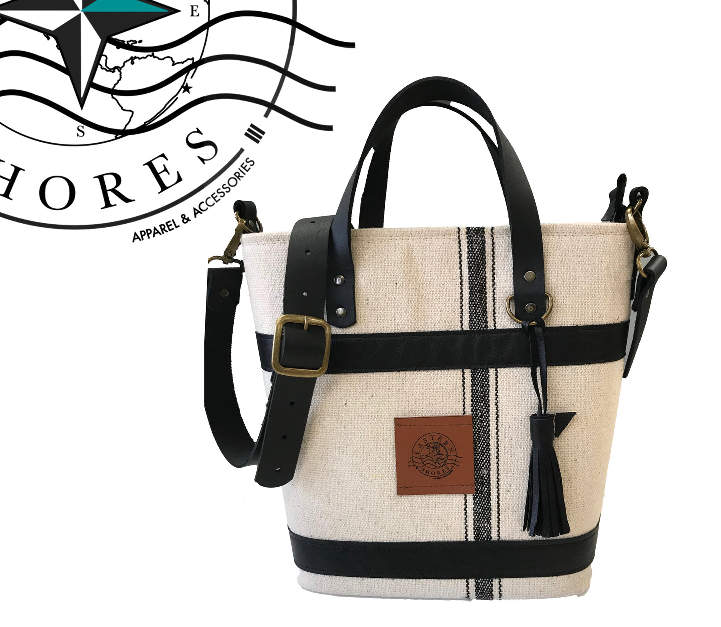 Atelier Collection The Bucket Handbag - Stripes - Eastern Shores Apparel & Accessories